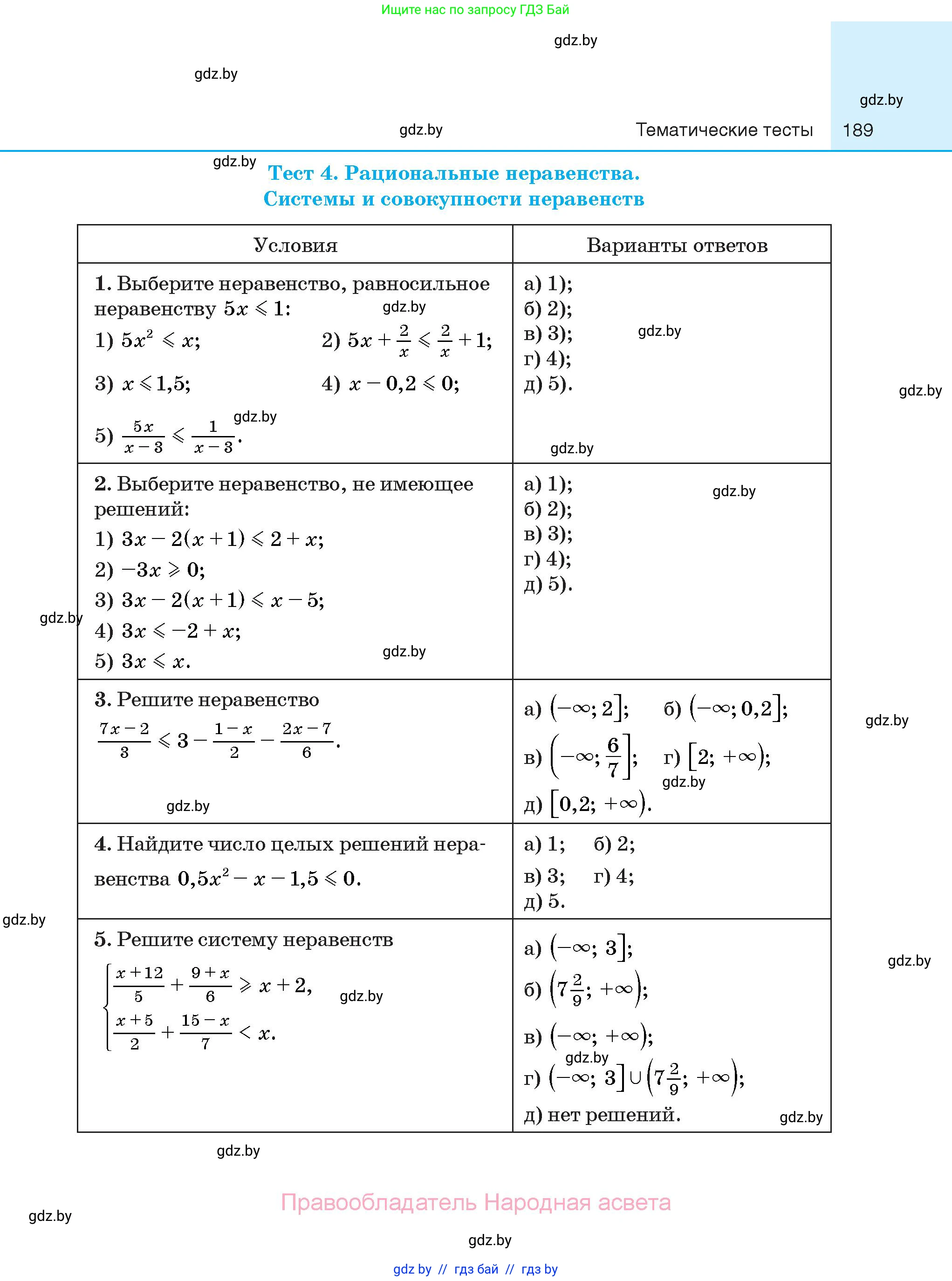 Алгебра, 10 класс Сборник задач, авторы: Арефьева Ирина Глебовна, Пирютко Ольга Николаевна, издательство Народная асвета, Минск, 2020, белого цвета, страница 189