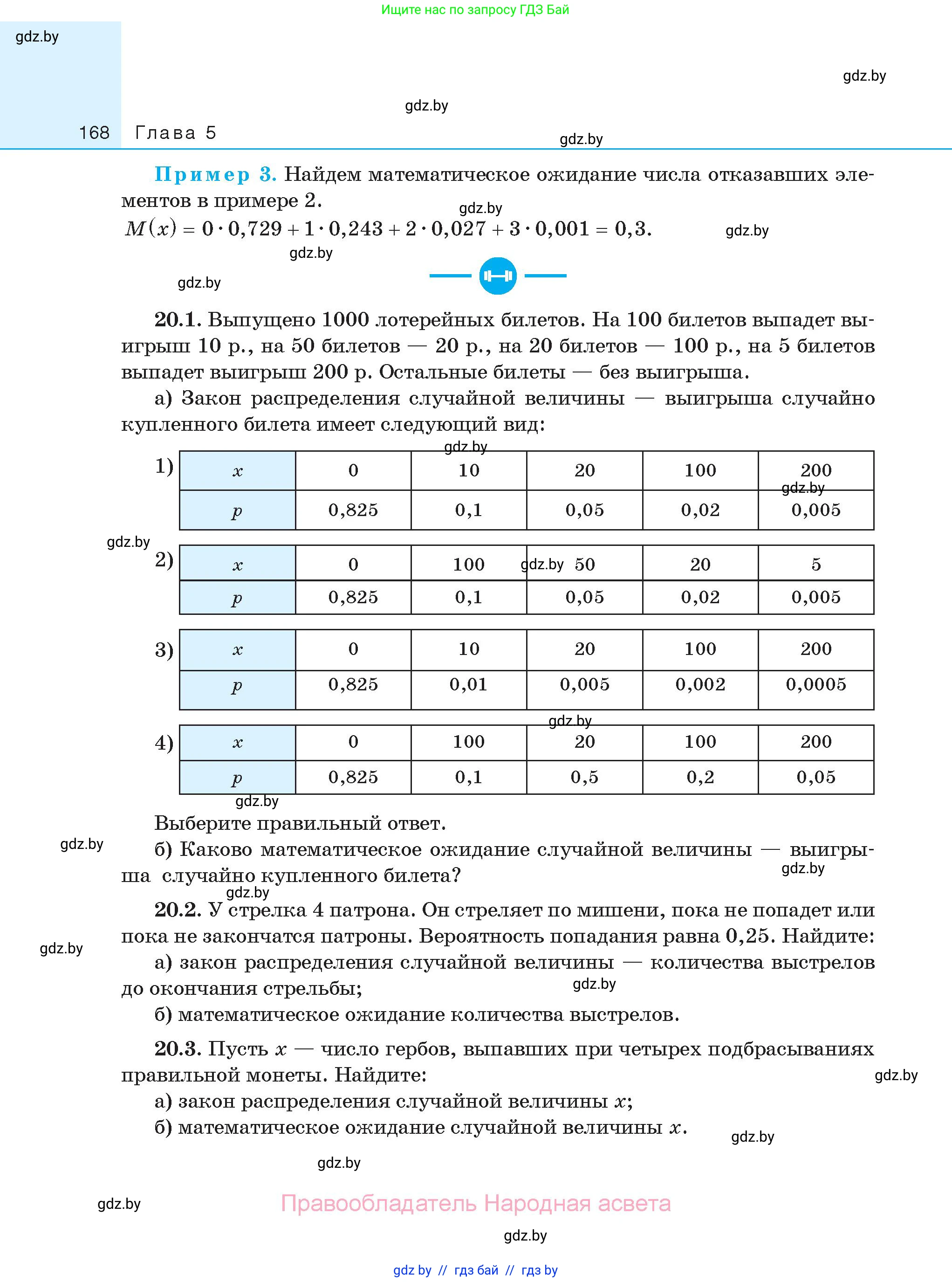 Алгебра, 11 класс Сборник задач, авторы: Арефьева Ирина Глебовна, Пирютко Ольга Николаевна, издательство Народная асвета, Минск, 2020, белого цвета, страница 168