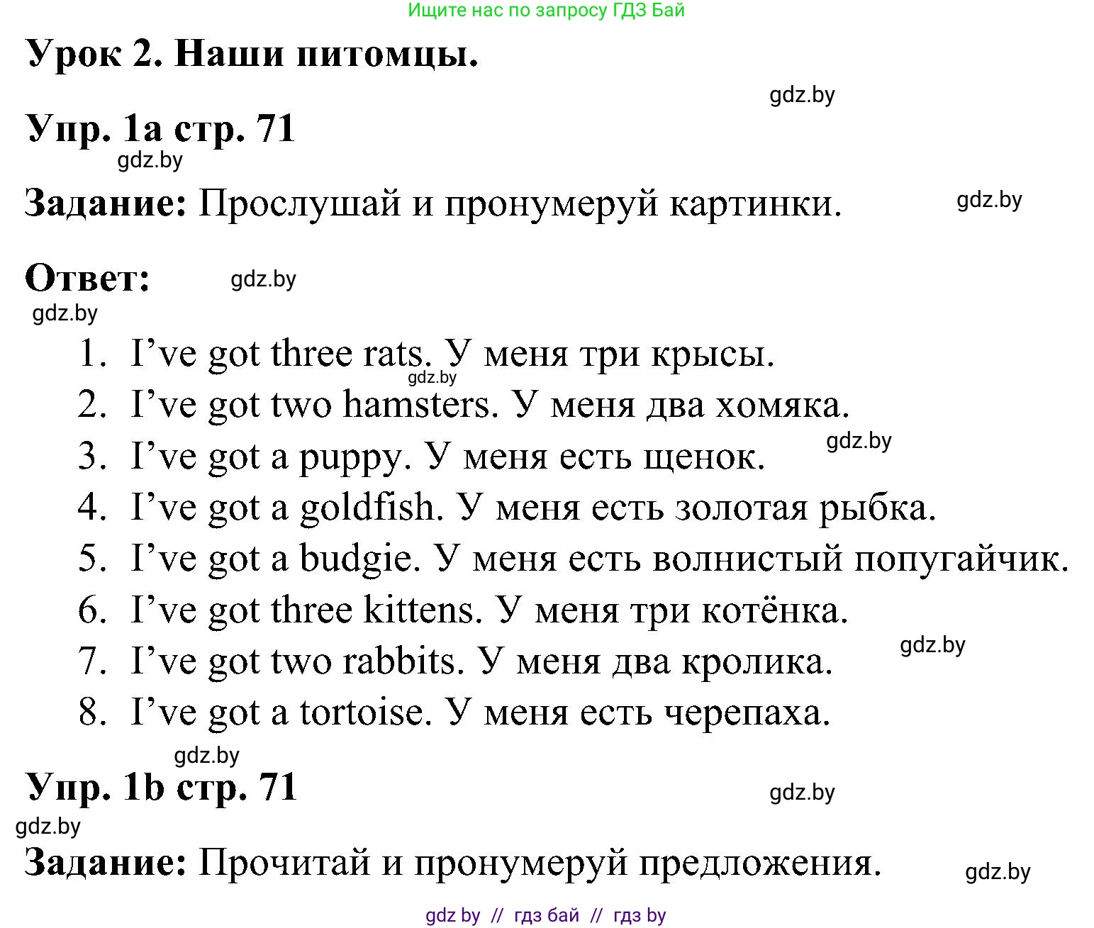 Английский язык (english), 3 класс практикум (activity book ), авторы: Лапицкая Людмила Михайловна (Lapitskaya Ludmila), Калишевич Алла Ивановна, Севрюкова Татьяна Юрьевна, Седунова Наталья Михайловна (Sedunova Natalia), издательство Аверсэв, Минск, 2023, зелёного цвета, Часть 1, страница 71, номер 1, Решение