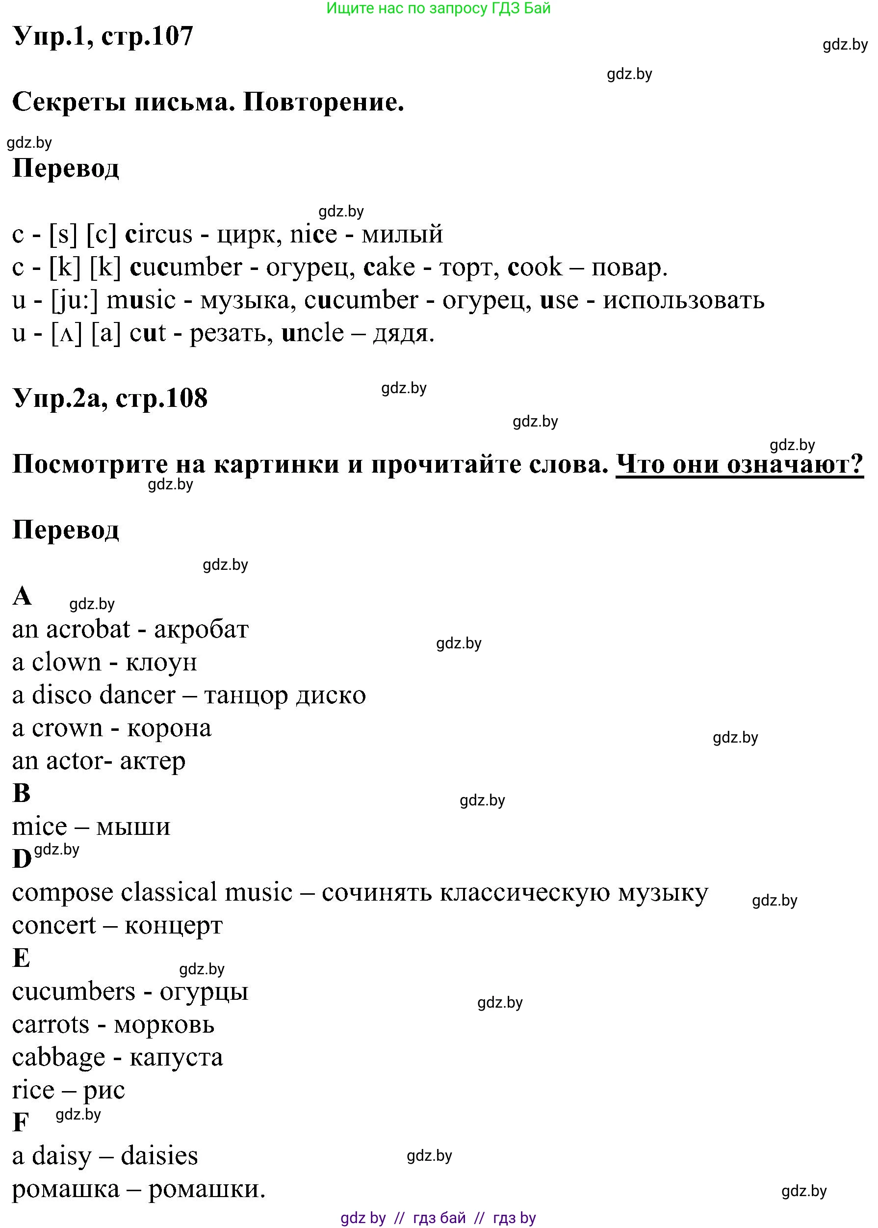 Английский язык (english), 4 класс Учебник (Student's book), авторы: Лапицкая Людмила Михайловна (Lapitskaya Ludmila), Седунова Наталья Михайловна (Sedunova Natalia), издательство Адукацыя i выхаванне, Минск, 2024, бирюзового цвета, Часть ( Part) 1, страница 107, номер 1, Решение 1 (продолжение 2)