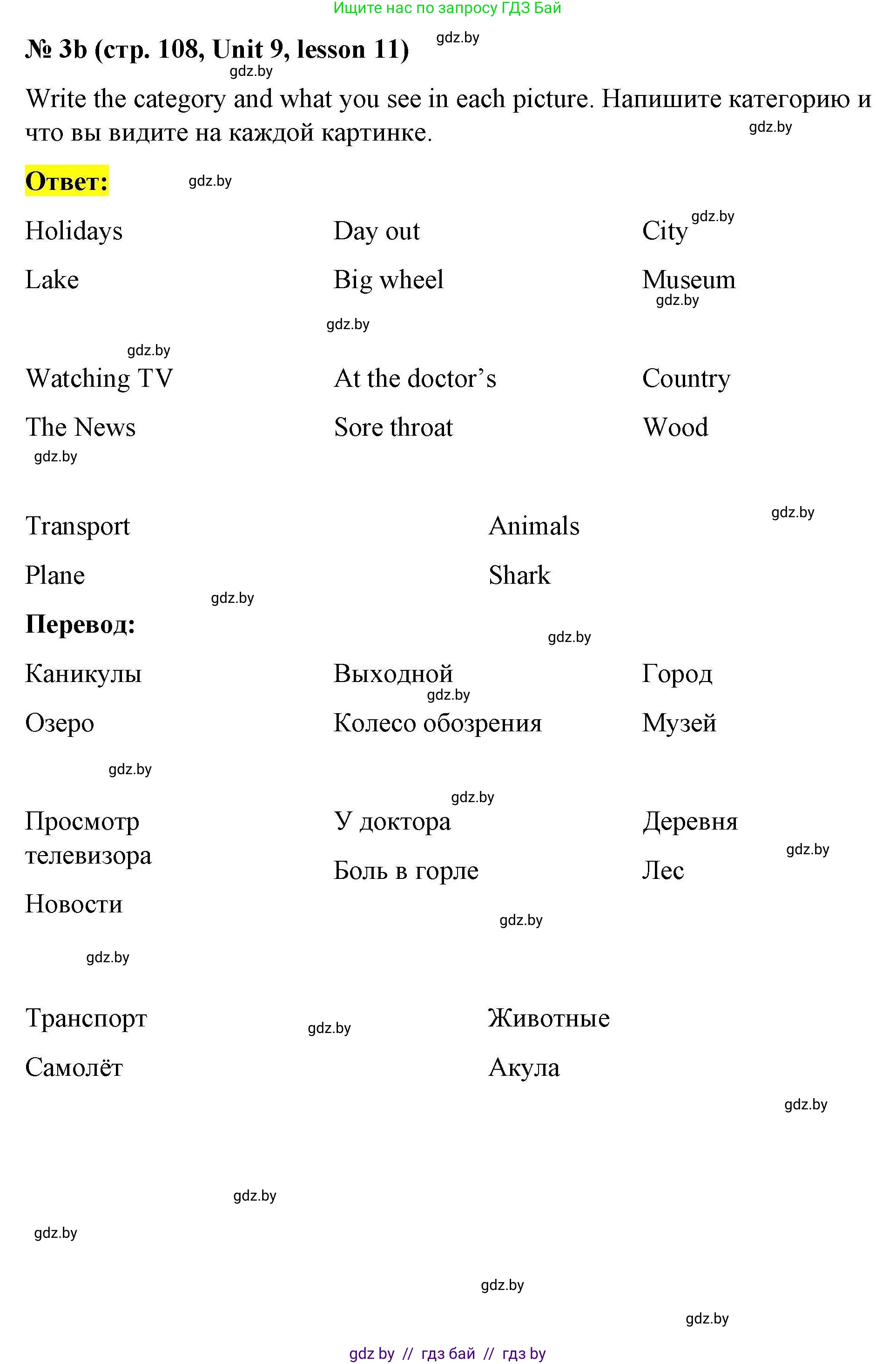 Английский язык (english), 5 класс Рабочая тетрадь (workbook), авторы: Лапицкая Людмила Михайловна (Lapitskaya Ludmila), Калишевич Алла Ивановна, Севрюкова Татьяна Юрьевна, Седунова Наталья Михайловна (Sedunova Natalia), издательство Аверсэв, Минск, 2020, оранжевого цвета, Часть 2, страница 108, номер 3b, Решение