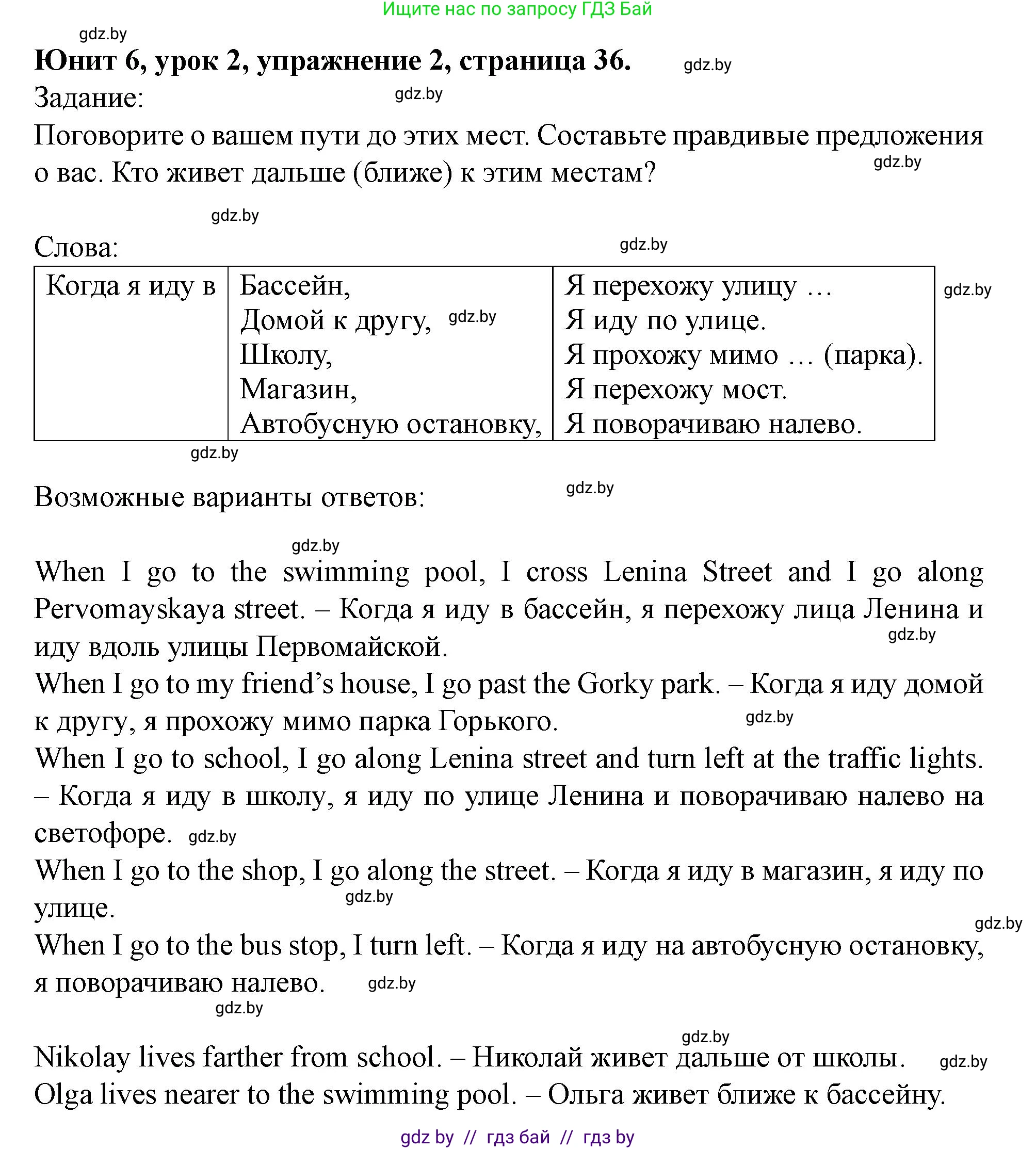 Английский язык (english), 5 класс Учебник (Student's book), авторы: Лапицкая Людмила Михайловна (Lapitskaya Ludmila), Калишевич Алла Ивановна, Севрюкова Татьяна Юрьевна, Седунова Наталья Михайловна (Sedunova Natalia), издательство Вышэйшая школа, Минск, 2020, Часть 2, страница 36, номер 2, Решение 1