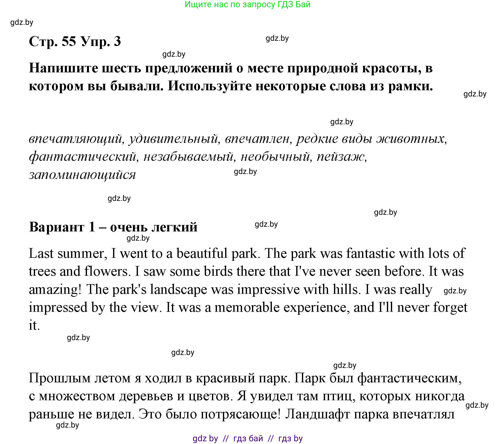 Английский язык (english), 6 класс Рабочая тетрадь (workbook), авторы: Демченко Наталья Валентиновна, Севрюкова Татьяна Юрьевна, Юхнель Наталья Валентиновна, Наумова Елена Георгиевна, Рыбалко О Н, Манешина А В, Маслёнченко Н А, Бушуева Эдите Владиславовна, издательство Аверсэв, Минск, 2020, зелёного цвета, Часть ( Part) 2, страница 55, номер 3, Решение