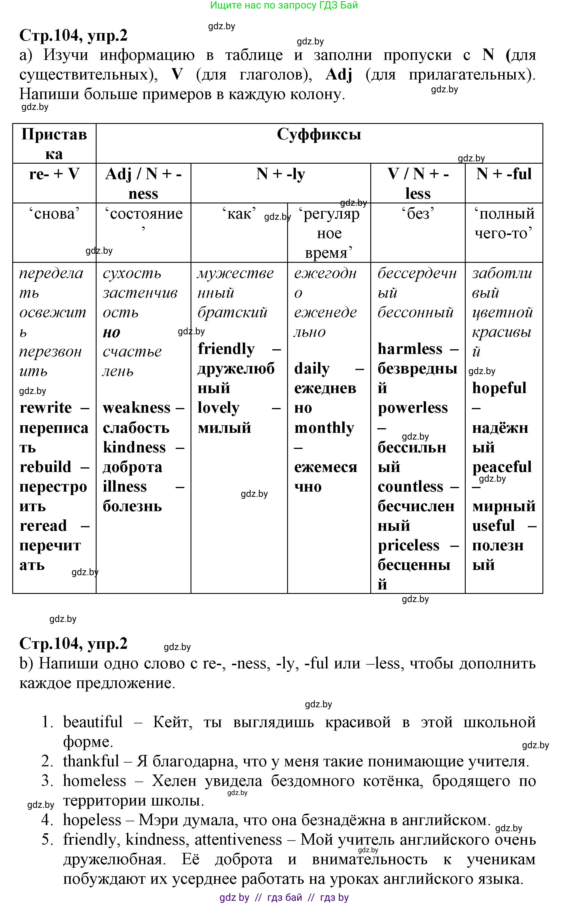 Английский язык (english), 7 класс Рабочая тетрадь (workbook), авторы: Демченко Наталья Валентиновна, Севрюкова Татьяна Юрьевна, Наумова Елена Георгиевна, Юхнель Наталья Валентиновна, Манешина А В, Маслёнченко Н А, Рыбалко О Н, издательство Аверсэв, Минск, 2021, голубого цвета, Часть ( Part) 2, страница 104, номер 2, Решение