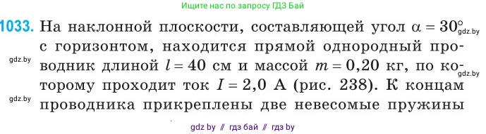 Физика, 10 класс Сборник задач, авторы: Дорофейчик Владимир Владимирович, Белая Ольга Николаевна, издательство Национальный институт образования, Минск, 2022, страница 231, номер 1033, Условие