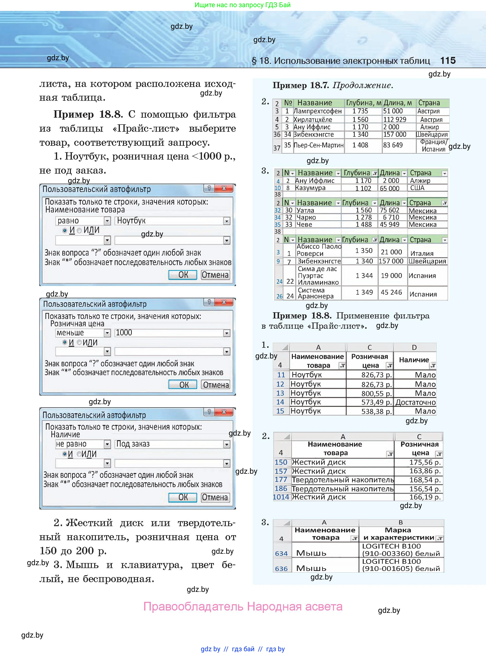 Информатика, 9 класс Учебник, авторы: Котов Владимир Михайлович, Лапо Анжелика Ивановна, Быкадоров Юрий Александрович, Войтехович Елена Николаевна, издательство Народная асвета, Минск, 2019, голубого цвета, страница 115