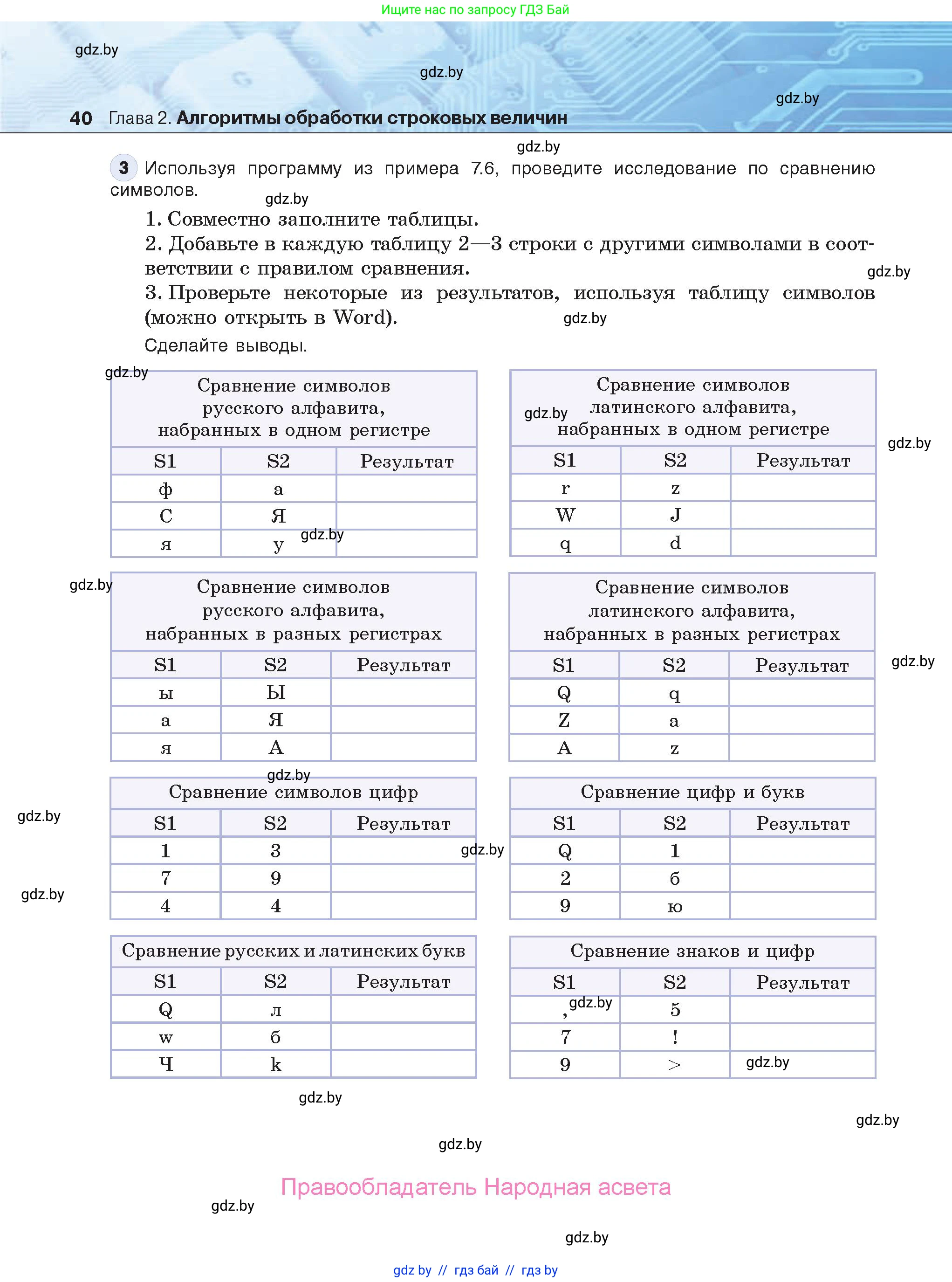 Информатика, 9 класс Учебник, авторы: Котов Владимир Михайлович, Лапо Анжелика Ивановна, Быкадоров Юрий Александрович, Войтехович Елена Николаевна, издательство Народная асвета, Минск, 2019, голубого цвета, страница 40