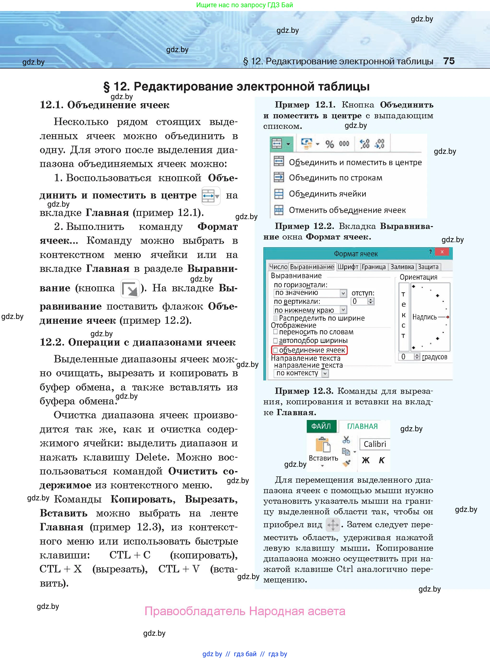 Информатика, 9 класс Учебник, авторы: Котов Владимир Михайлович, Лапо Анжелика Ивановна, Быкадоров Юрий Александрович, Войтехович Елена Николаевна, издательство Народная асвета, Минск, 2019, голубого цвета, страница 75