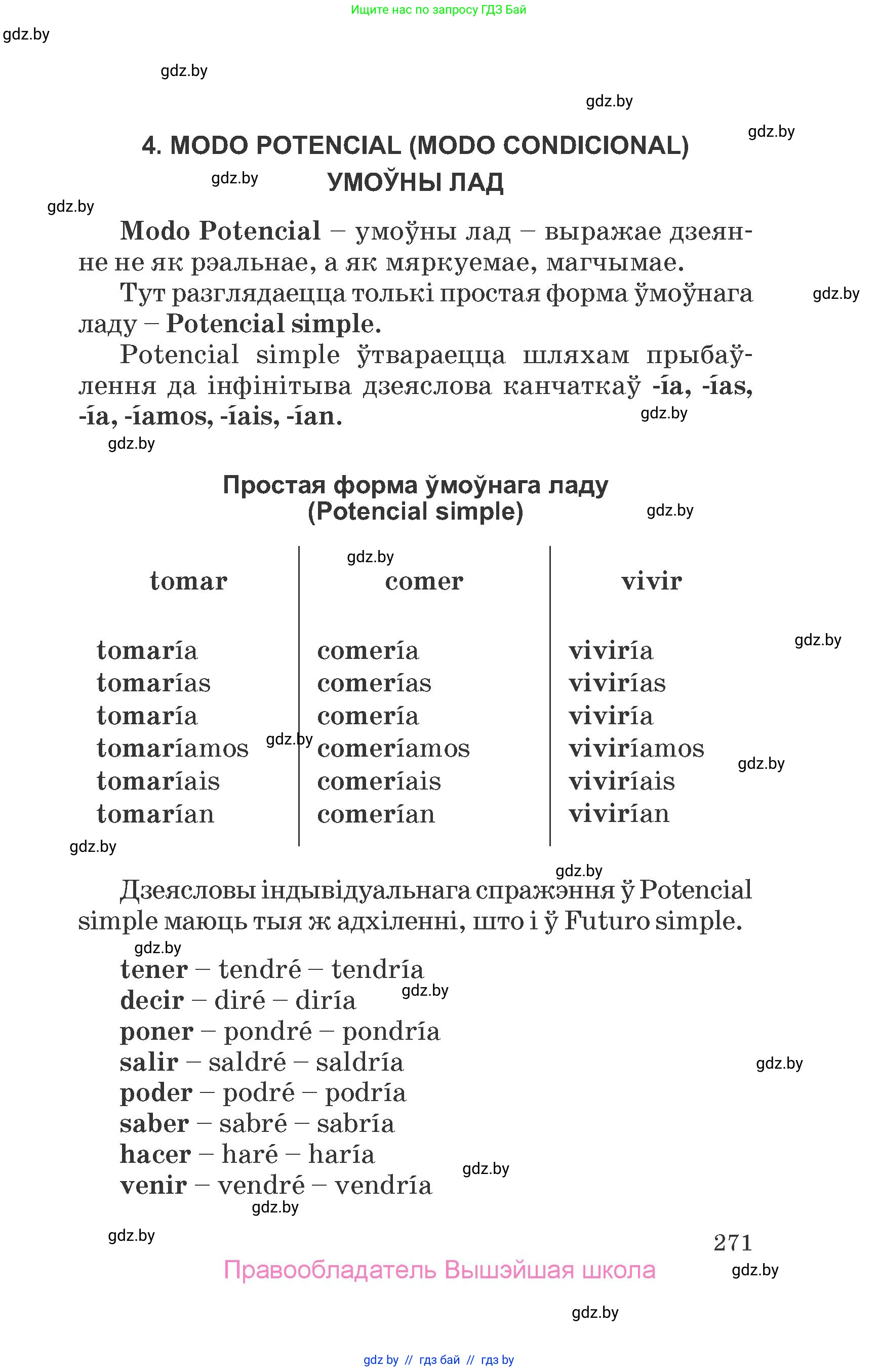 Испанский язык, 7 класс Учебник, автор: Гриневич Елена Карловна, издательство Вышэйшая школа, Минск, 2017, оранжевого цвета, страница 271