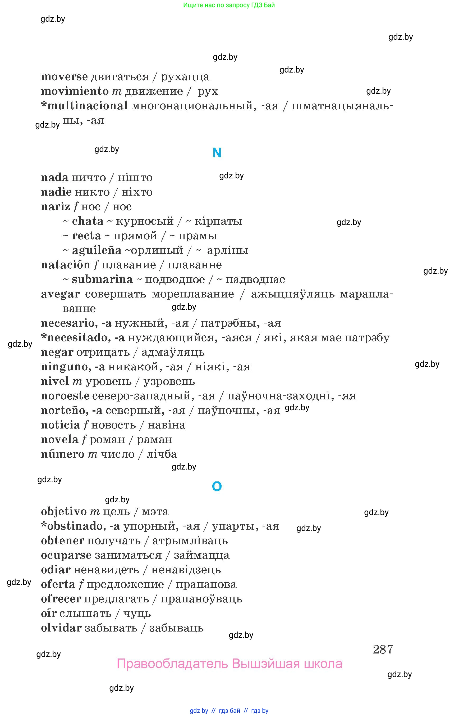 Испанский язык, 7 класс Учебник, автор: Гриневич Елена Карловна, издательство Вышэйшая школа, Минск, 2017, оранжевого цвета, страница 287