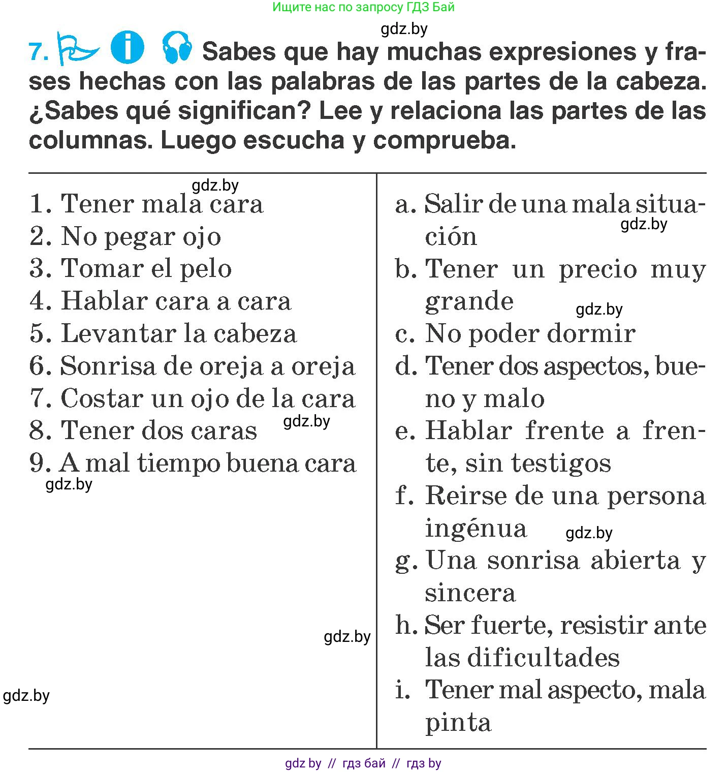 Испанский язык, 7 класс Учебник, автор: Гриневич Елена Карловна, издательство Вышэйшая школа, Минск, 2017, оранжевого цвета, страница 94, номер 7, Условие