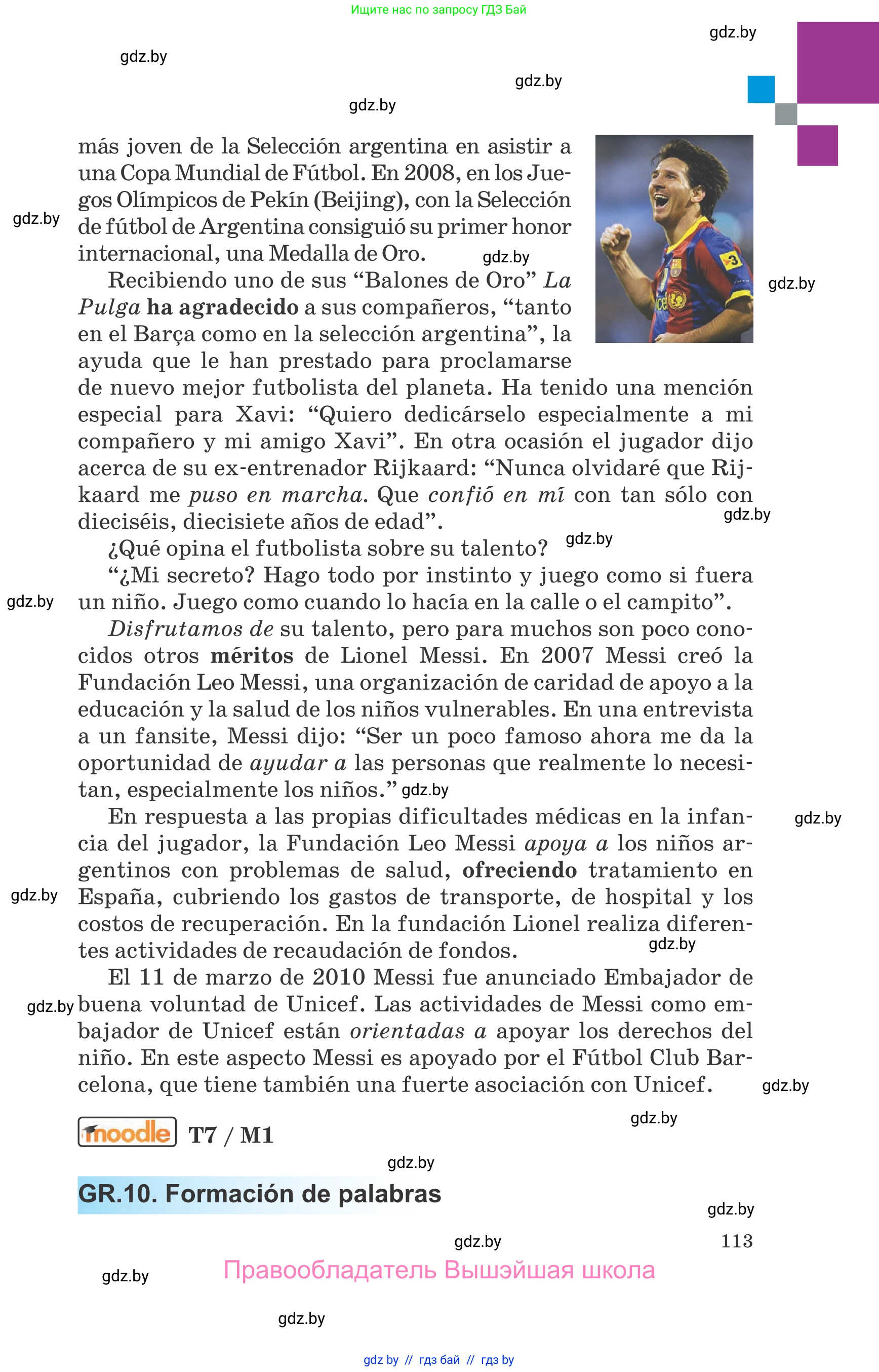 Испанский язык, 10 класс Учебник, авторы: Гриневич Елена Карловна, Янукенас Ольга Викторовна, издательство Вышэйшая школа, Минск, 2019, оранжевого цвета, страница 113