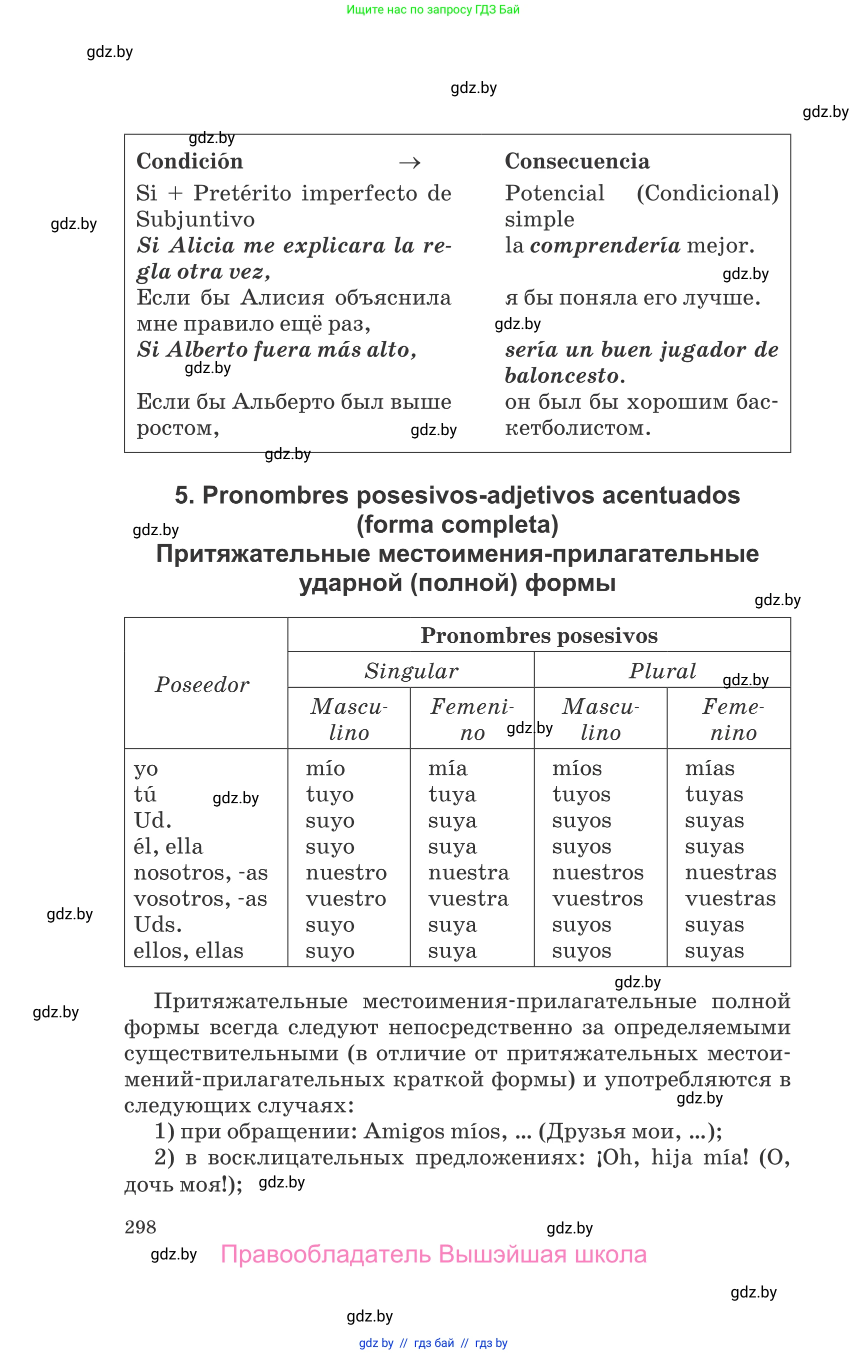 Испанский язык, 10 класс Учебник, авторы: Гриневич Елена Карловна, Янукенас Ольга Викторовна, издательство Вышэйшая школа, Минск, 2019, оранжевого цвета, страница 298