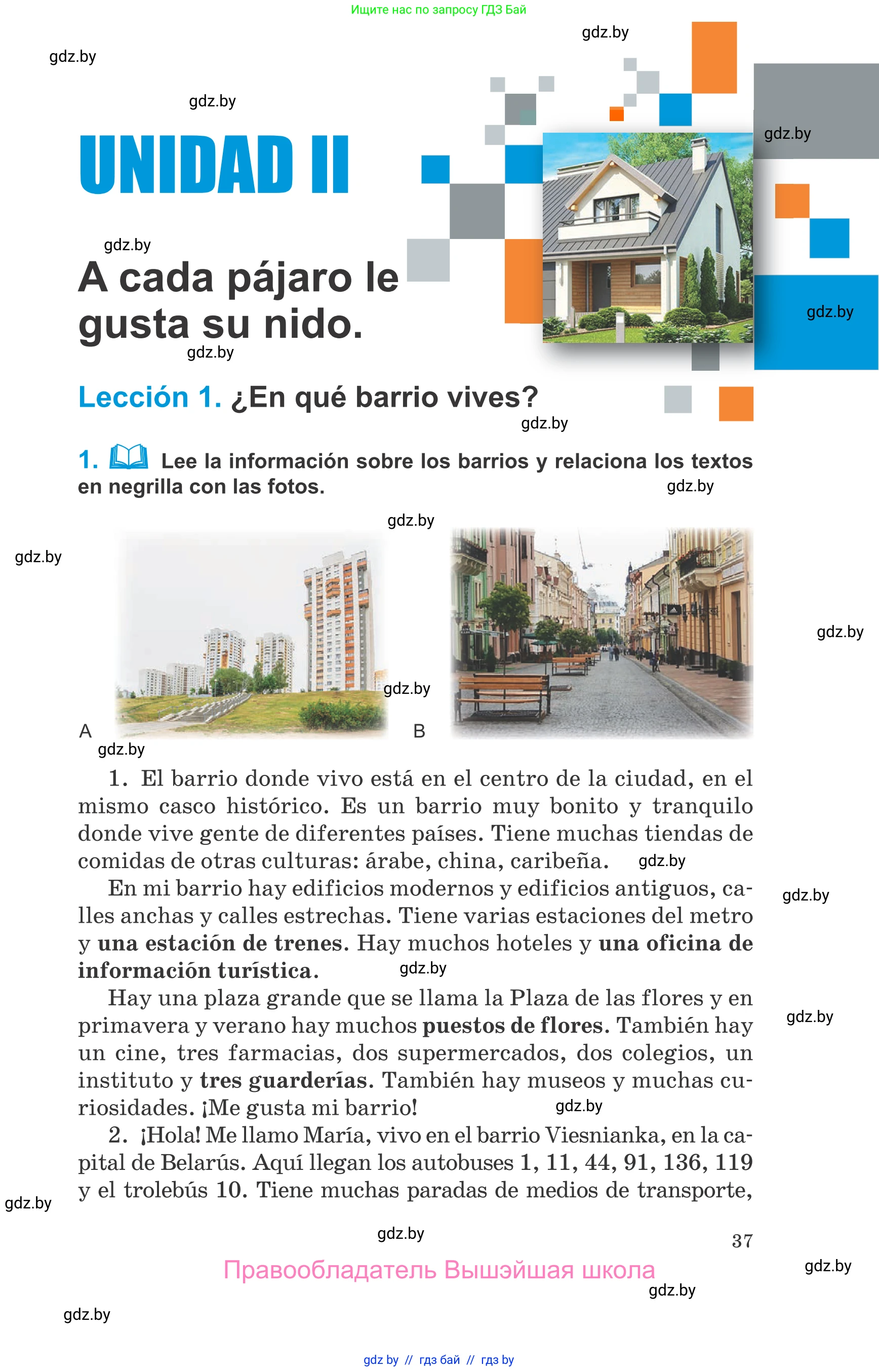 Испанский язык, 10 класс Учебник, авторы: Гриневич Елена Карловна, Янукенас Ольга Викторовна, издательство Вышэйшая школа, Минск, 2019, оранжевого цвета, страница 37